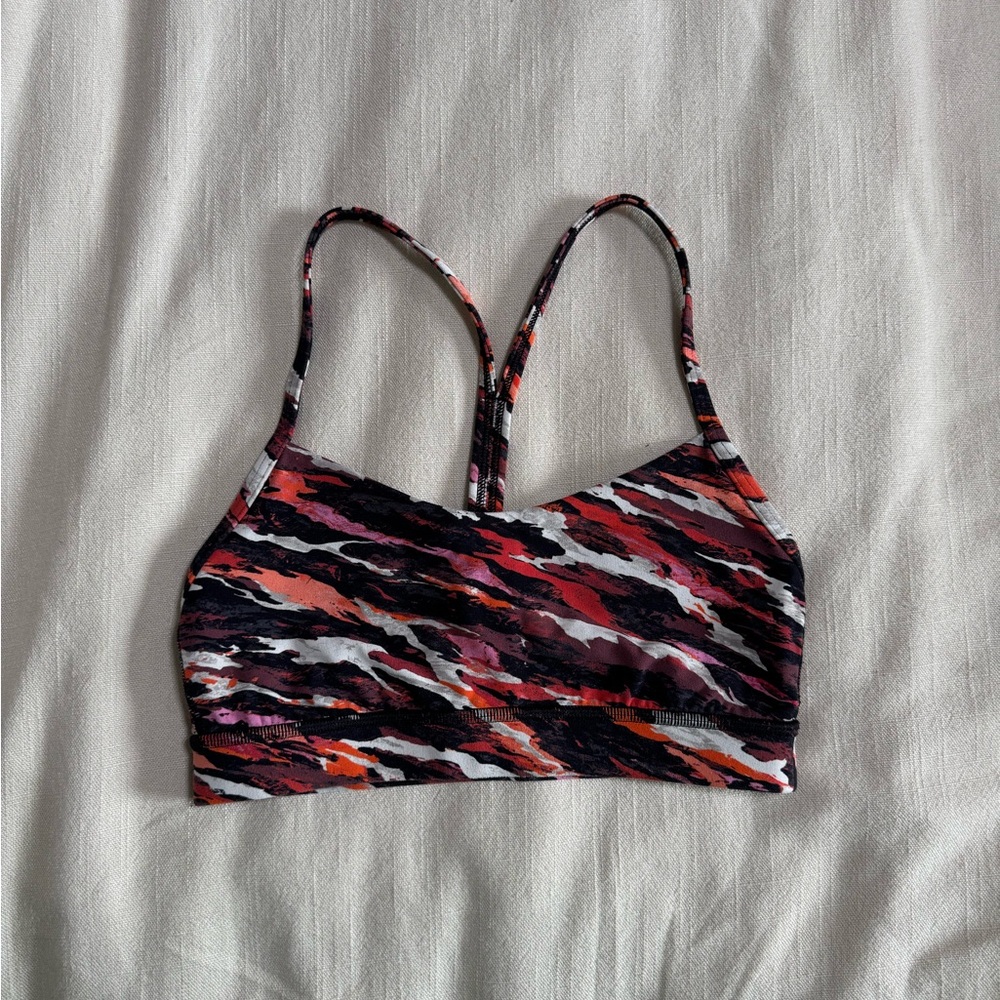 Lululemon Flow Y Bra Nulu Light Support - Orange/Hot Pink/Black/Whitr Design